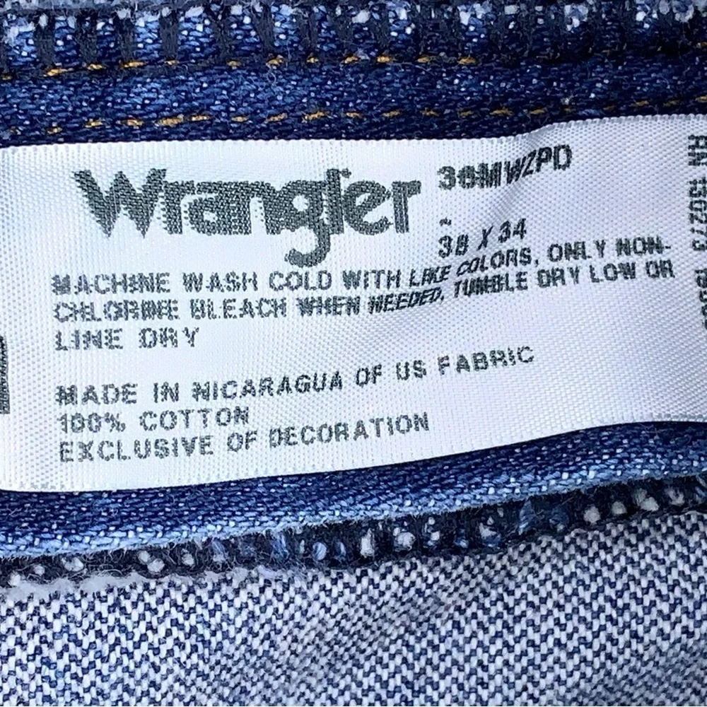 Actual 37x33 Wrangler Slim Fit Blue Denim Jeans 36MWZ Western Bootcut Cowboy Cut